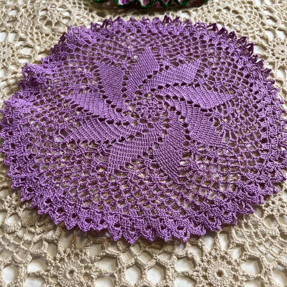 Unique OOAK Crochet Doily Table Mat or Dresser Set of Three - Picture 2 of 9